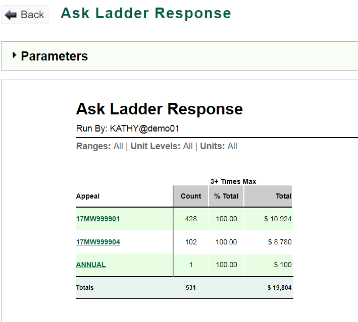 ask ladder response cross